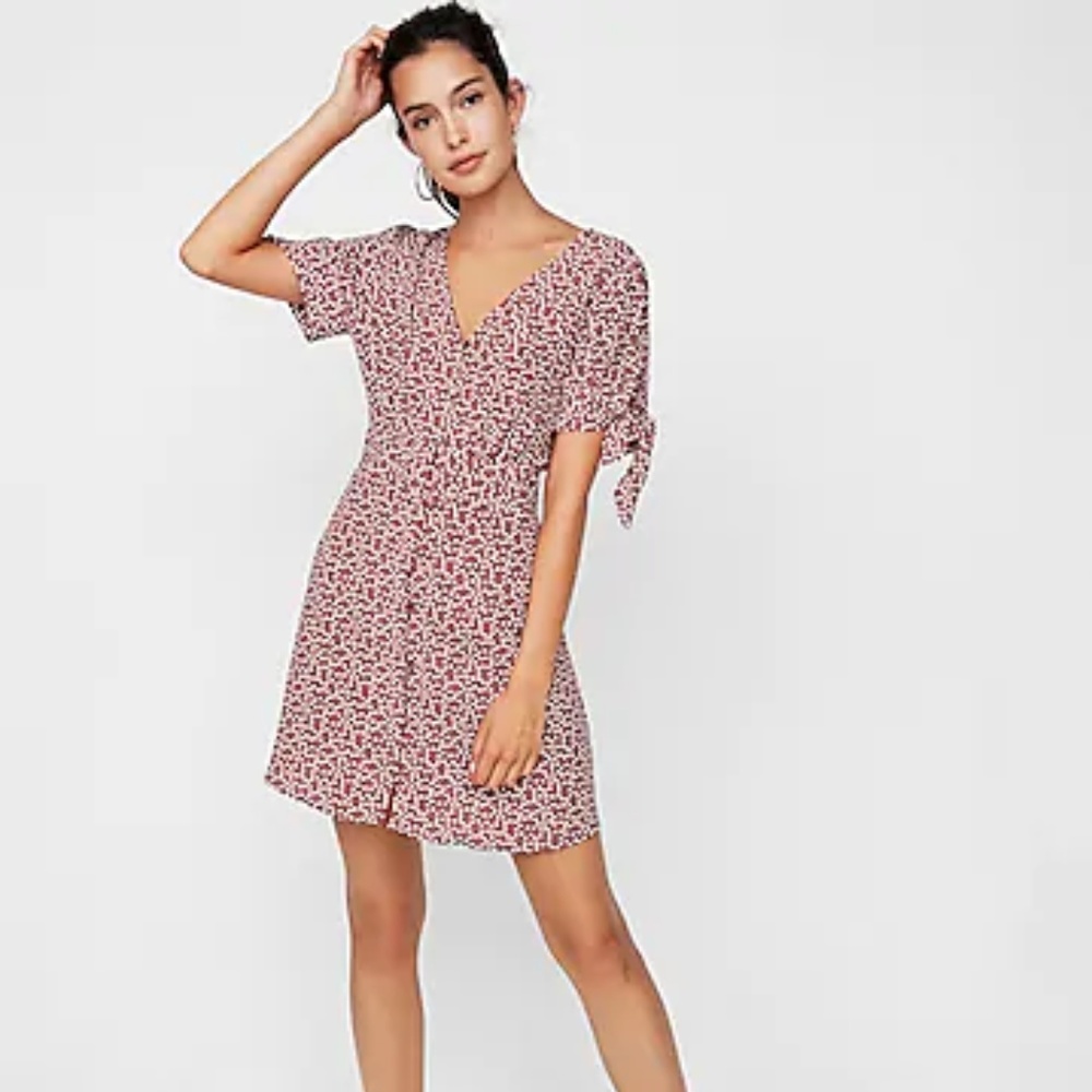 Polka Dot Tie Sleeve Shirt Dress